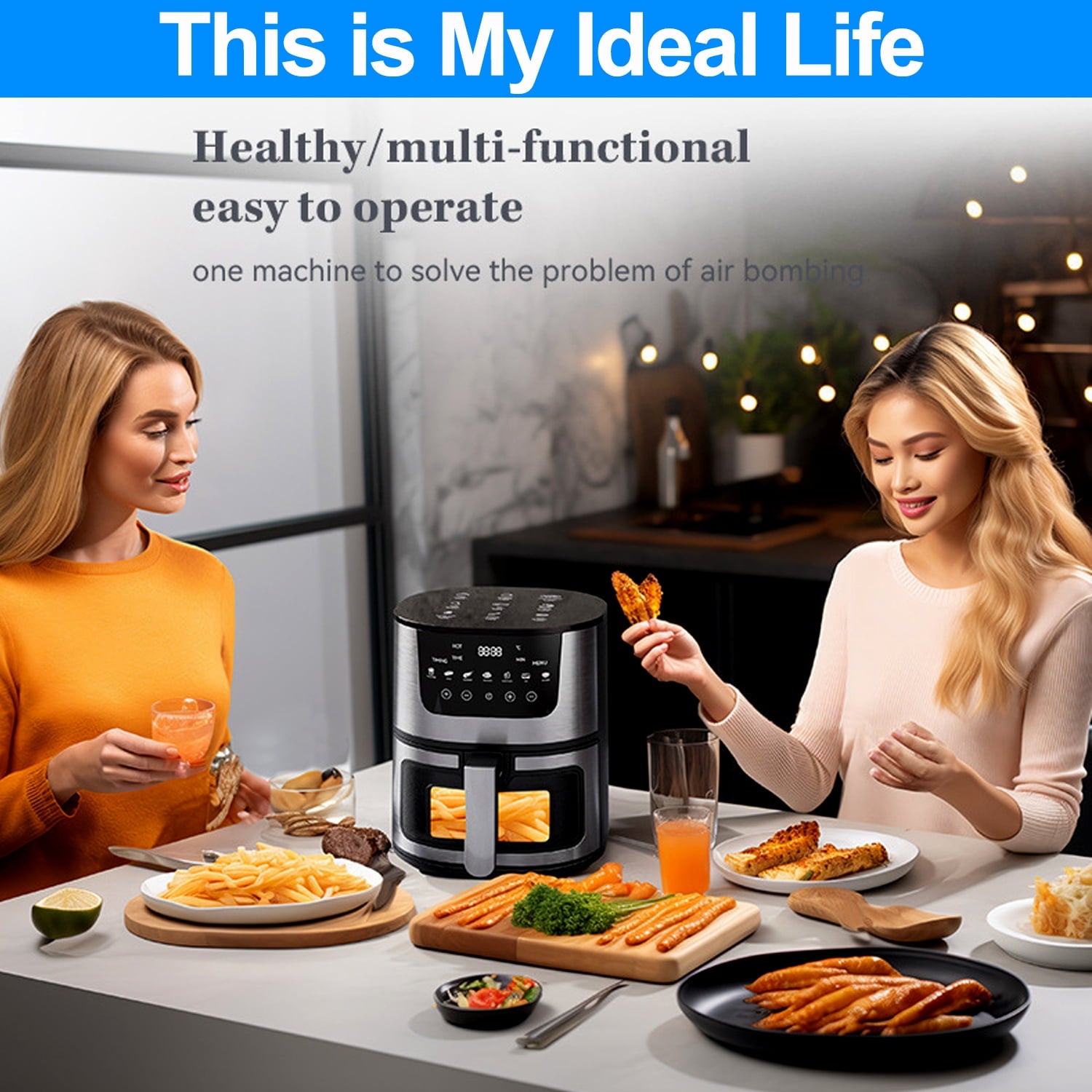 Air Fryer, 7.4 Quart Air Fryer Oven with Touch Screen for Fries/Chicken/Snacks