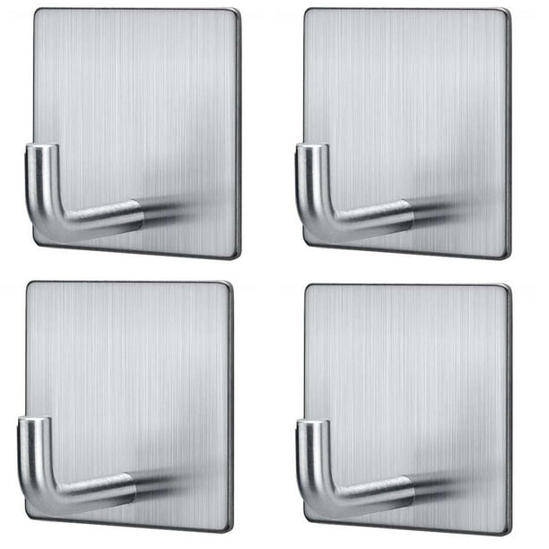 HKEEY Adhesive Towel Hooks Wall Hooks, Bathroom Wall Aluminum Hooks (4 Pack )