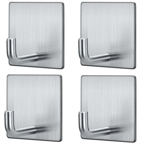 HKEEY Adhesive Towel Hooks Wall Hooks, Bathroom Wall Aluminum Hooks (4 Pack )