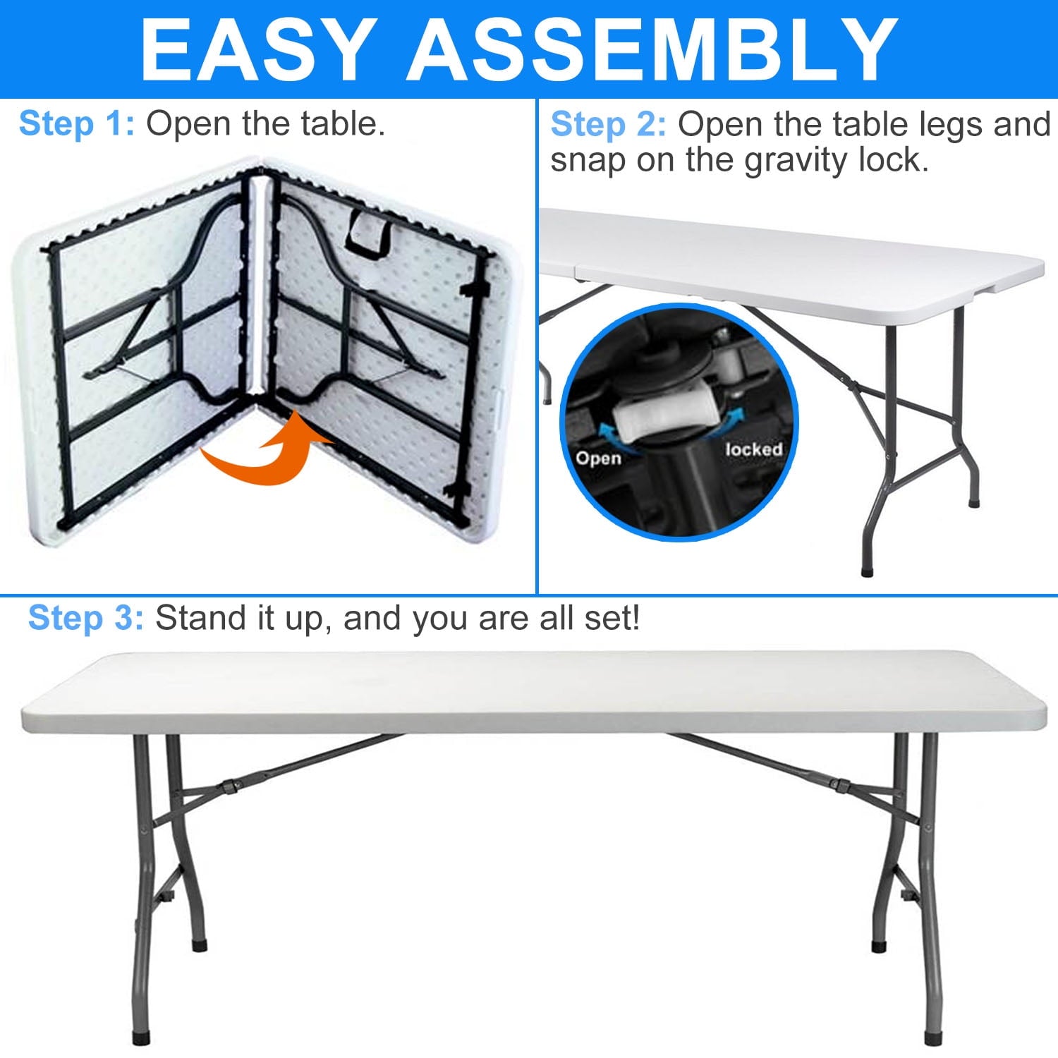 Musment 6 ft Rectangular Plastic Folding Table for Indoor Outdoor,Parties, Weddings, BBQs,