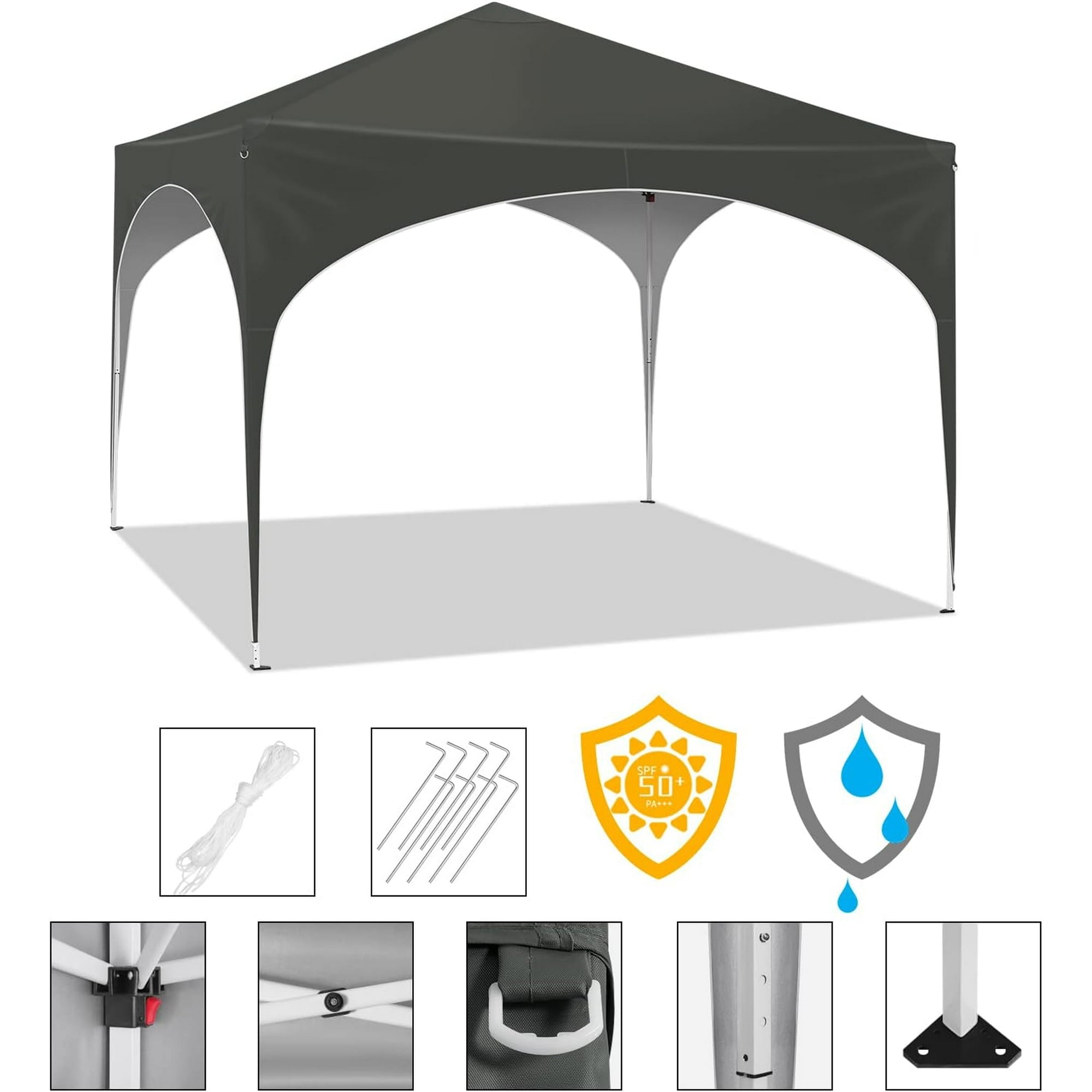 Canopy Tent, 10' x 10' Portable Push Straight Leg Outdoor Instant Canopy Tent Gazebo, Blue