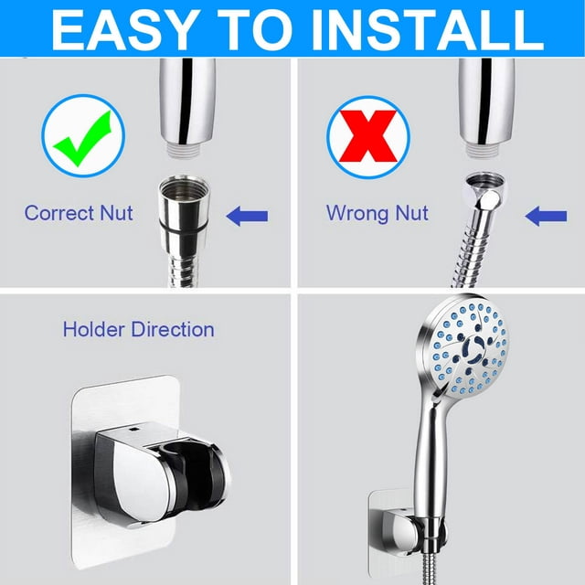 Shower Head, High Pressure 7 Functions Shower Head with Handheld, Adjustable Stainless Steel Polished Chrome Rain Shower Head with Durable Nozzles