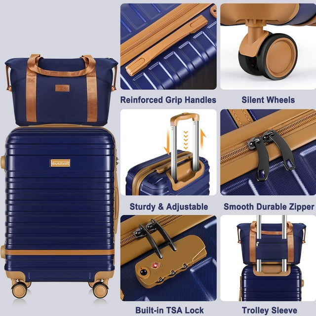 GAZILY Suitcase Set Luggage Sets, 20 inch Carry On Luggage with TSA Lock and Double Spinner Wheels,(Deep Blue,3 PCS set )