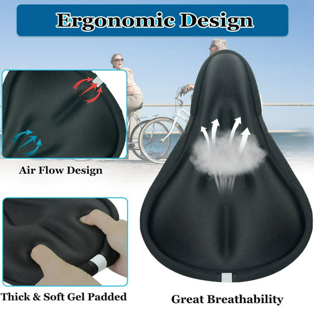 HKEEY Bike Seat Cover, 2in1 Bike Seat Cushion & Bike Seat Rain Cover with Drawstring, Gel Padded Bike Seat Cover for Men Women Comfort