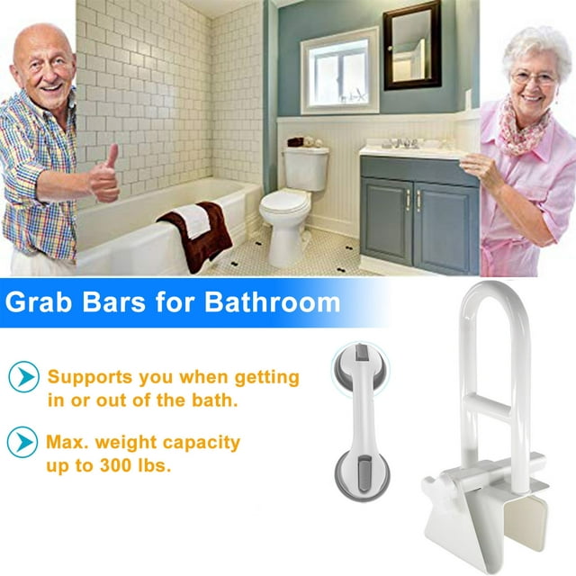 Musment Bathtub Safety Rail, Medical Adjustable Tub Grab Bar Handle Clamp Safety Handrail Support for Seniors and Elderly, White