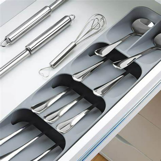 Musement Drawer Cutlery Organizer Tray Kitchen Storage Holder Rack for Cutlery Silverware - Gray