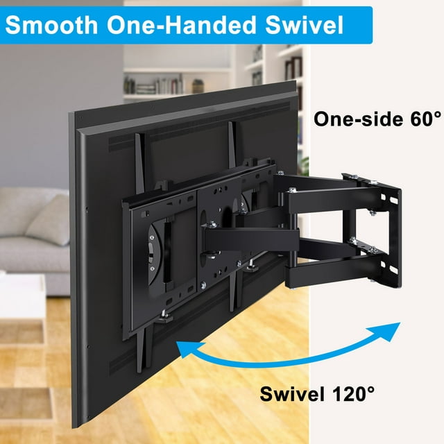 Musment Full Motion TV Wall Mount for 32-75 Inch TVs with 8K HDMI Cable,Universal TV Mount with Swivels and Tilts Hold up to 100lbs, VESA 600x400mm ,Black