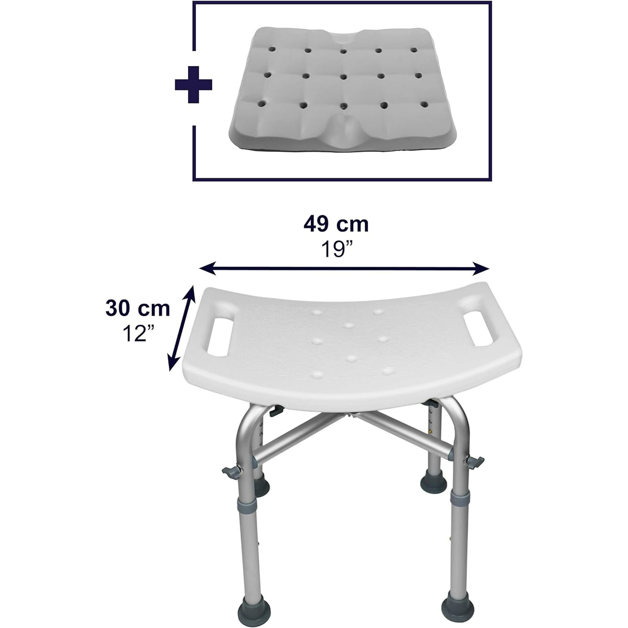 GAZILY Shower Chair Bath Chair with Back & Padded Armrests and Shower Grab Bar, Height Adjustable with Reinforced Crossing Bar , Supports up to 500 lbs., White