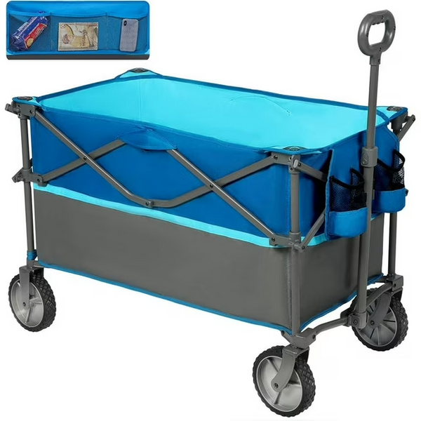 Collapsible Wagon Cart with 330LBS Weight Capacity, Heavy Duty Camping Garden Cart with All Terrain Wheels, Adjustable Handle