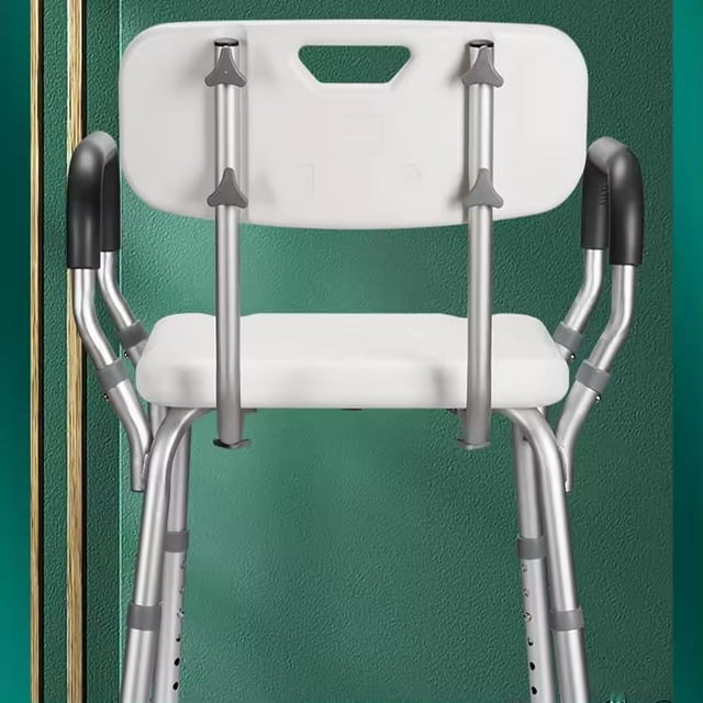 Shower Chair with Arms and Shower Grab Bar,Unique Heavy Duty Cross bar Supports Bath Chair, Bath Stool Handicap Shower Stool for Disabled Elderly Seniors Height Adjustable,Supports up to 500 lbs