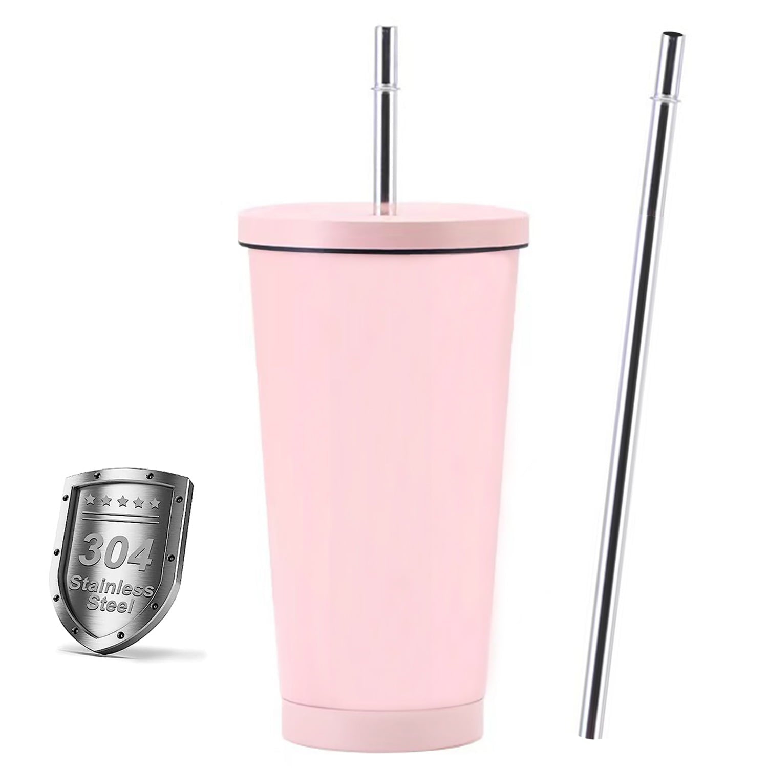 25oz Stainless Steel Car Coffee Cup Insulated Tumblers with Lids and Straws Double Wall Vacuum Travel Coffee Mugs Hot and Cold Beverage Portable Thermal Cup for Home Office Outdoor,Pink