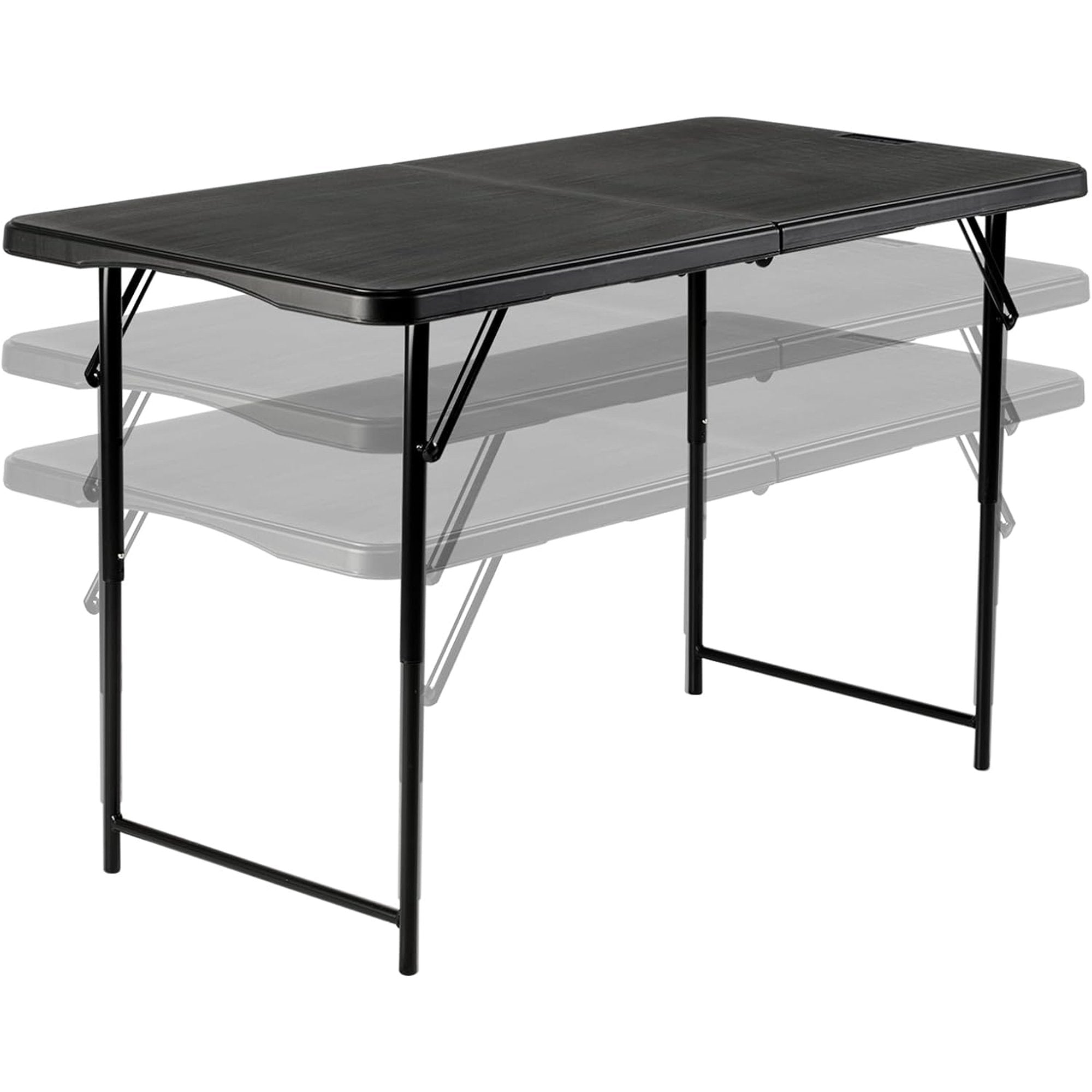 4 FT Folding Table, Portable Adjustable Height Table for Indoor Outdoor, Parties, Weddings, BBQs, Camping