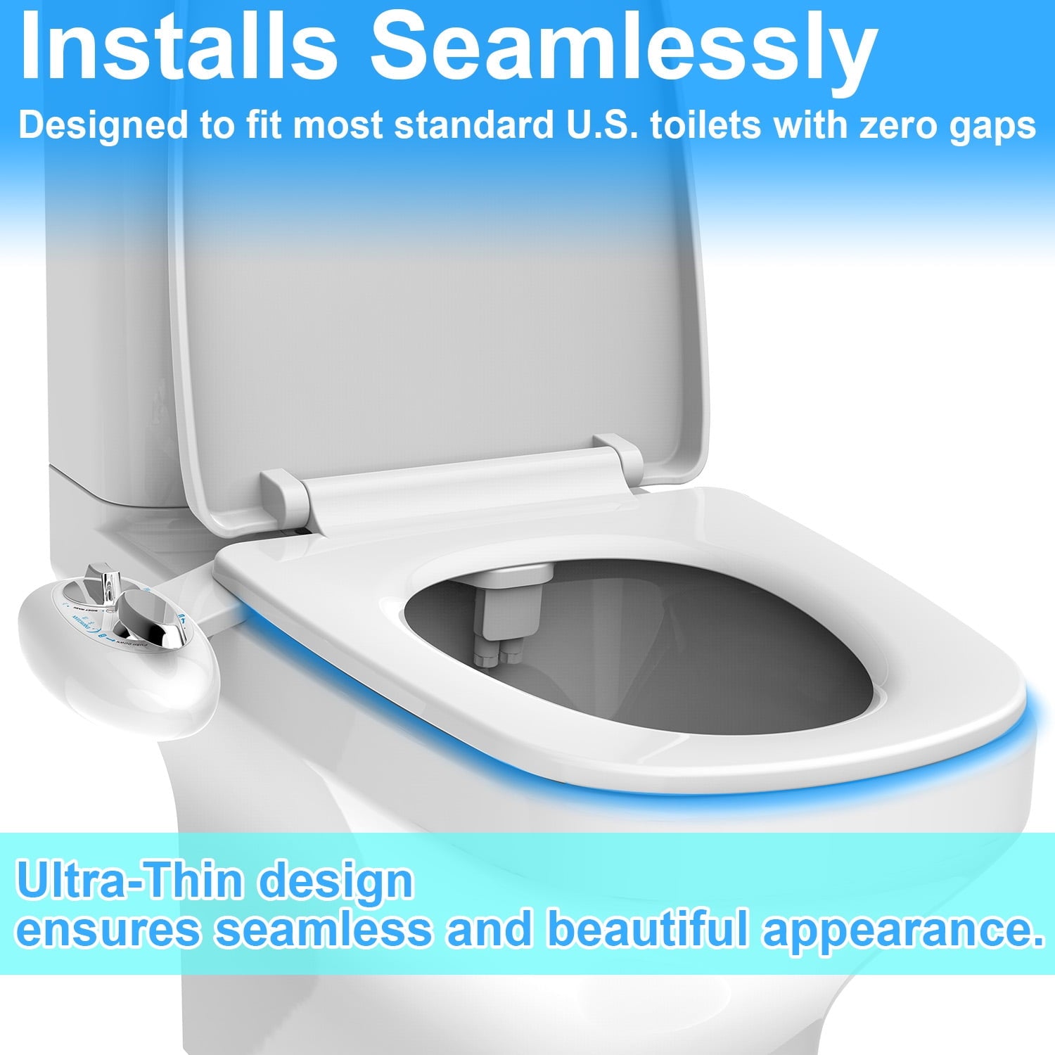 GAZILY Bidet Attachment for Toilet Seat with Pressure Controls,Non-Electric Cold Water Retractable Self-Cleaning Dual Nozzles for Frontal & Rear Wash