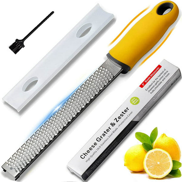 Musment Lemon Zester & Cheese Grater-Premium Stainless Steel - A Sharp Kitchen Tool for Ginger, Garlic, Nutmeg, Chocolate, Vegetables, Fruits, Dishwasher Safe