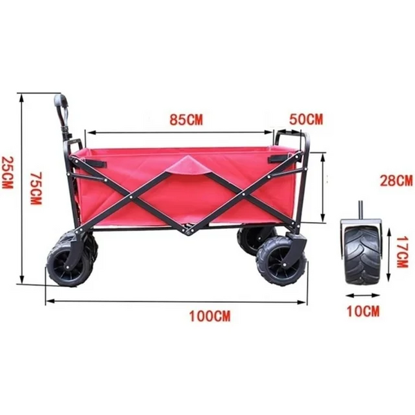 Collapsible Folding Wagon Cart, Large Capacity Camping Wagon, All Terrain Foldable Wagon, Heavy Duty Utility Wagon Cart for Grocery Outdoor Beach Gardening Shopping Fishing