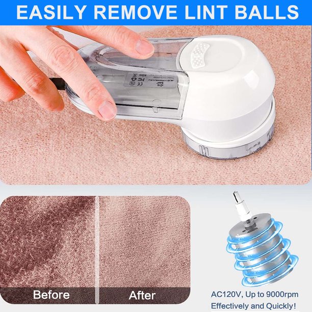 Fabric Lint Shaver, AC 120V Electric Sweater Shaver, Efficiently Faster by 80% - Clothes Fuzz,Lint Balls,Pills,Bobbles Trimmer with 3 Shave Heights- Fuzz Remover