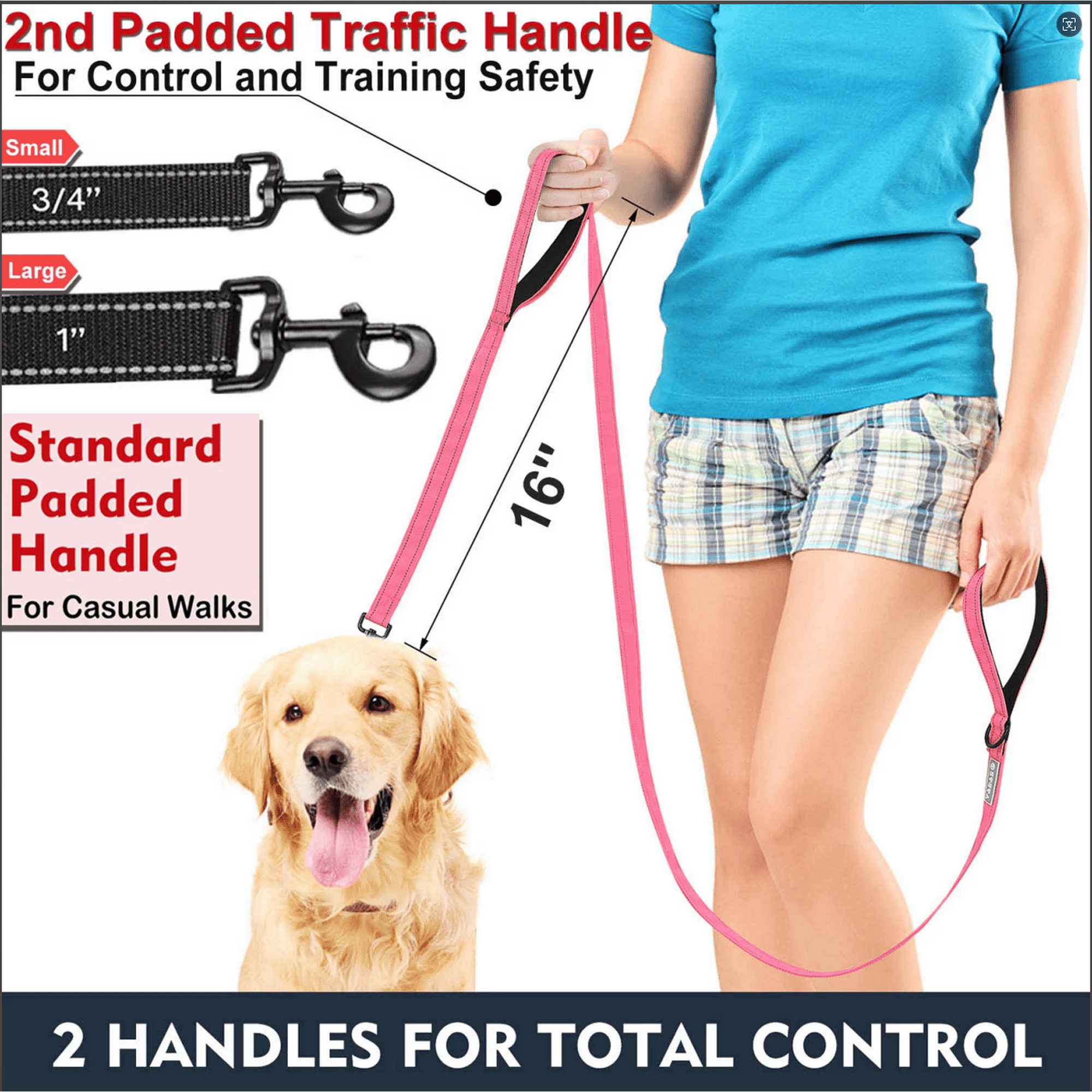 GAZILY Heavy Duty Comfortable Strong Rope Leash for Large, Medium Dogs, No Pull Pet Training Leash with Highly Reflective