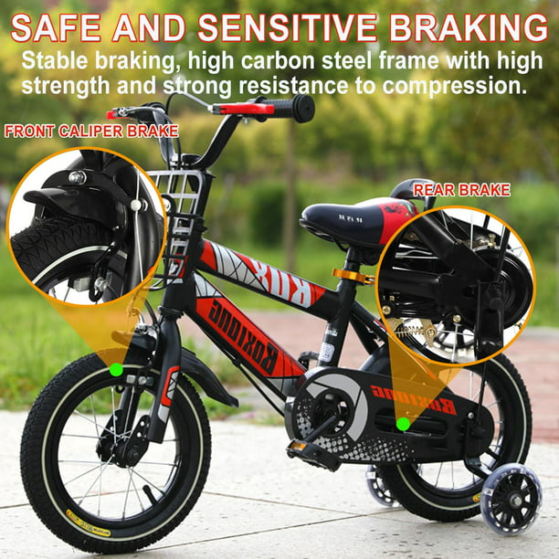 Kids Bike for Boys Girls, 12-18 Inch BMX Style Kid's Bicycles with Training Wheels & Front Handbrake,16" Children's Bicycle, with Kids Helmet & Protective Sports Gear Set, 3-9 Years