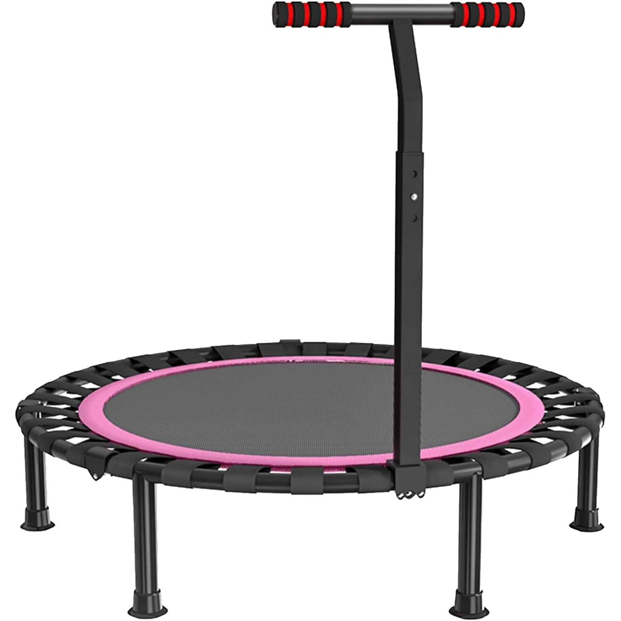 40" Folding Mini Fitness Indoor Exercise Workout Rebounder Trampoline with Adjustable Handle, Max Load 450lbs