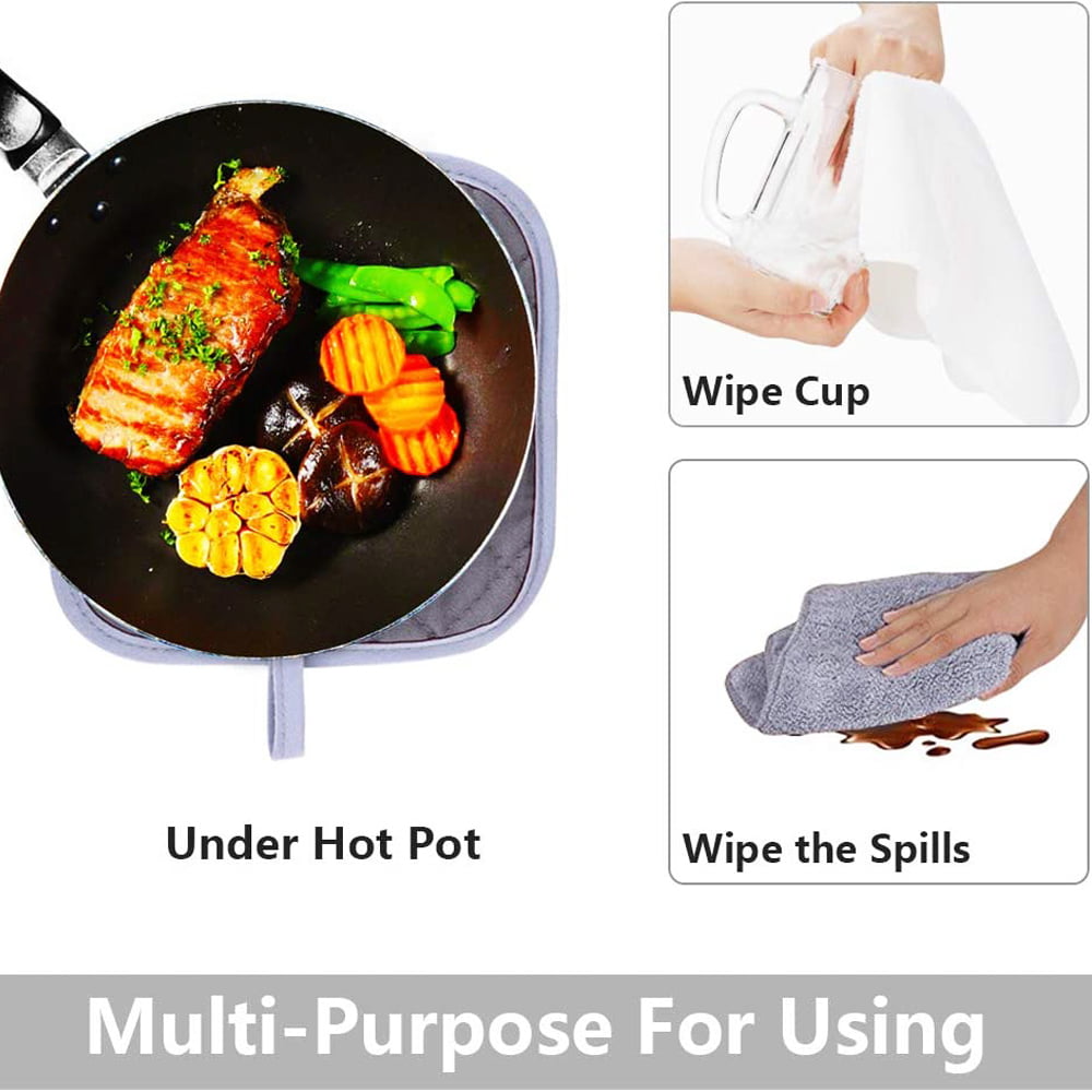 Oven Mitts and Pot Holders, 500℉ Heat Resistant Oven Mitt ,Oven Gloves with Kitchen Towels Soft Cotton Lining, Non-Slip Surface Cooking Gloves