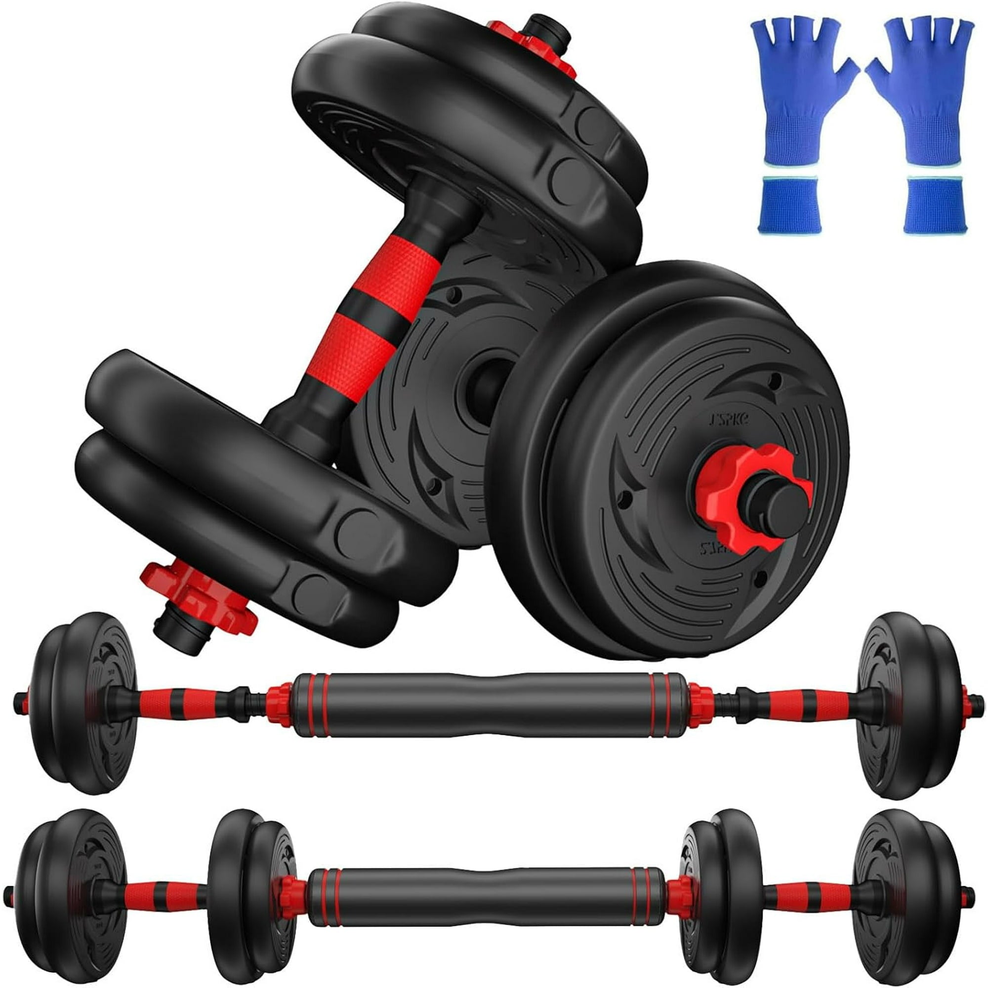 45LB 4-in-1 Portable Changeable Dumbbell, Kettlebells, Push up Stand and Barbell Set with Adjustable Weights