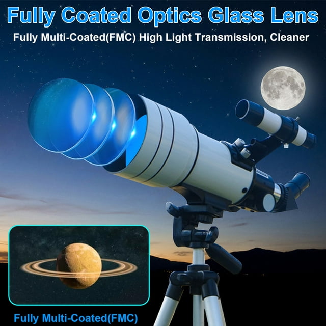 Musment Telescope for Kids & Beginners, 70mm Aperture Refractor (15X-150X) Astronomical Refractor Telescope,White