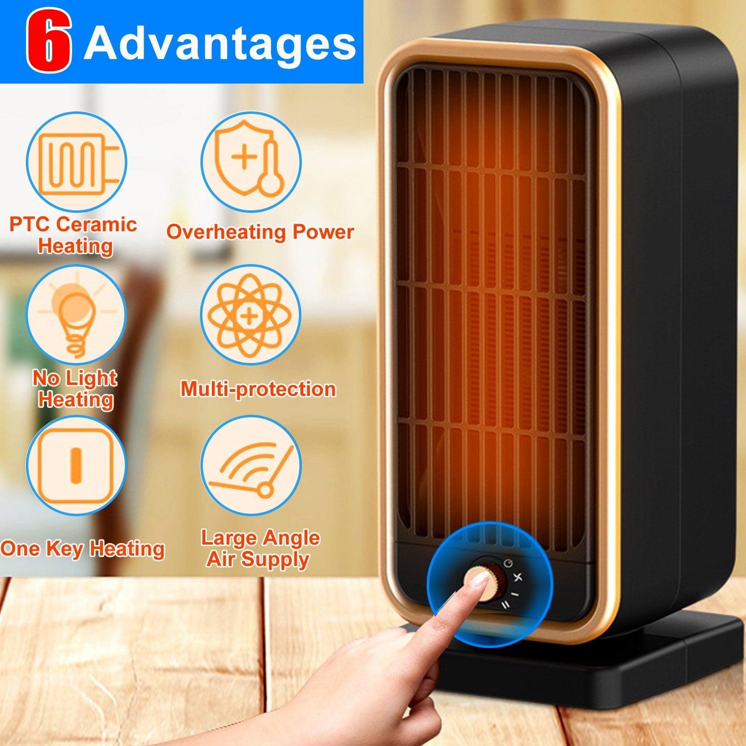 GAZILY Space Heater, Portable Electric Heaters, 900W PTC Ceramic Fast Safety