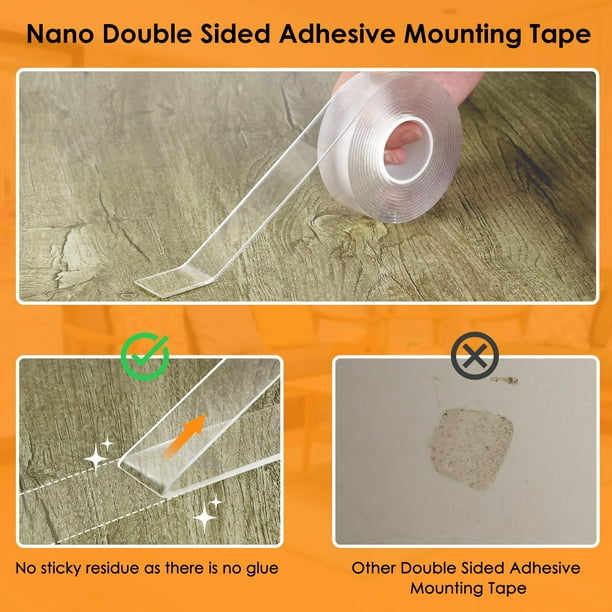 Double Sided Tape Heavy Duty,16.5FT Extra Large Nano Double Sided Adhesive Tape, Clear & Tough, Picture Hanging Strips Adhesive Poster Decor Carpet Tape(16.5 Feet)