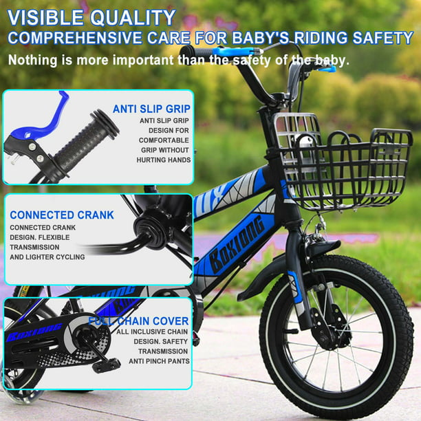 Kids Bike for Boys Girls, 12-18 Inch BMX Style Kid's Bicycles with Training Wheels & Front Handbrake,16" Children's Bicycle, with Kids Helmet & Protective Sports Gear Set, 3-9 Years