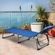 Outdoor Steel Chaise Lounge Chair 4-Fold for Patio with Detachable Pocket and Pillow