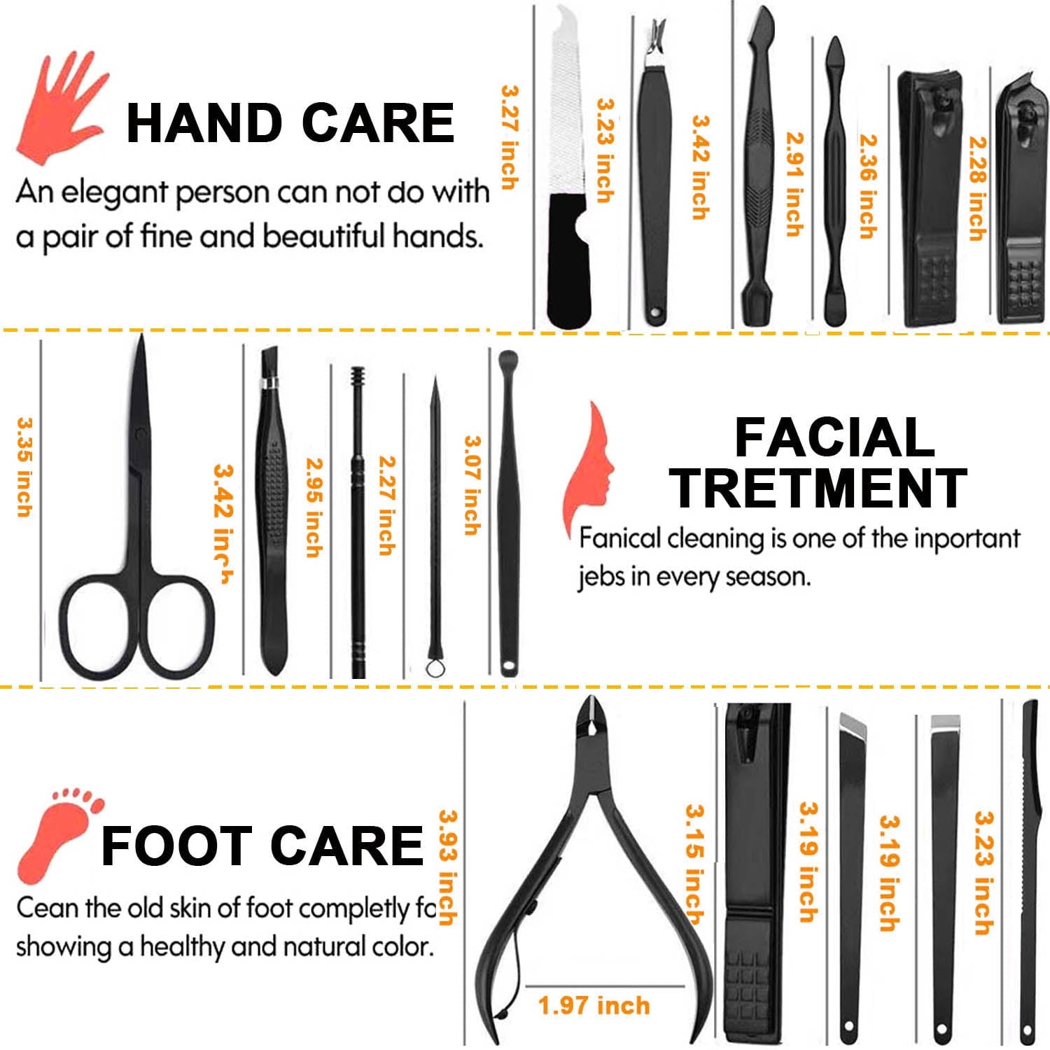Professional Nail Clippers Pedicure Kit, 16 pcs Stainless Steel Nail Care Tools Grooming Kit with Luxurious Travel Leather Case for Thick Nails Men Women