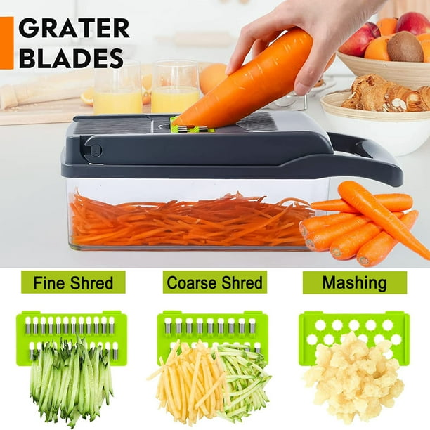 Vegetable Chopper Slicer 14 in 1 Multifunction Veggie Dicer Cutter Onion Chopper for Tomato Potato Carrot Garlic Fruits and Salads Slicing Chopper with Container Dicing Shredding with Egg Slicer