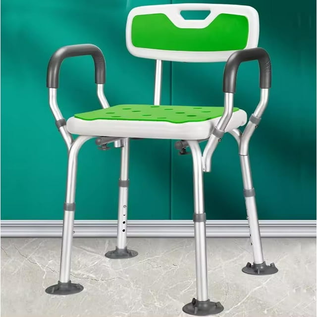 Shower Chair with Arms and Shower Grab Bar,Unique Heavy Duty Cross bar Supports Bath Chair, Bath Stool Handicap Shower Stool for Disabled Elderly Seniors Height Adjustable,Supports up to 500 lbs