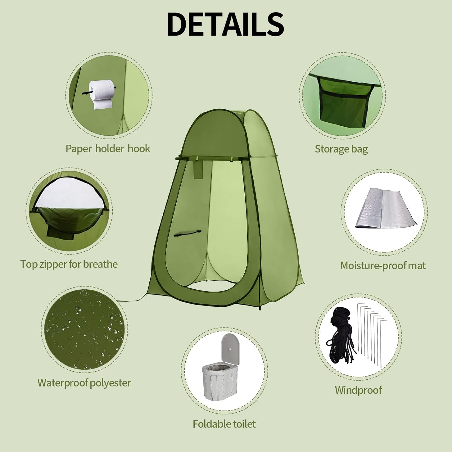 Portable Camping Toilets for Adult, Outdoor Toilet for Camping, Privacy Tent with Carry Bags, Portable Potty, Washable and Foldable for RV Travel