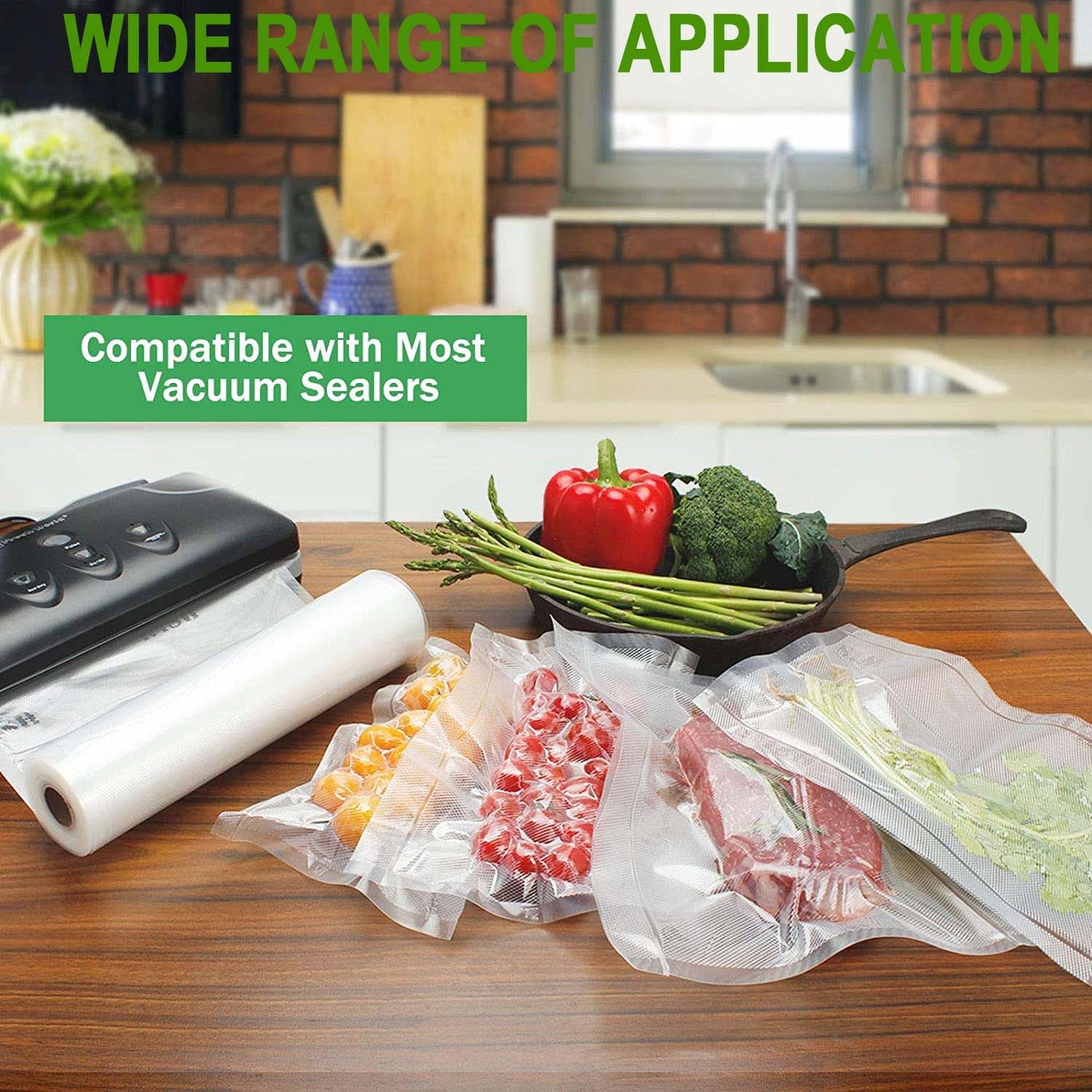 5 Pack Vacuum Sealer Bags for Food Storage Saver, Seal a Meal,.Commercial Grade, BPA Free, Heavy Duty, Great for vac storage, Meal Prep or Sous Vide