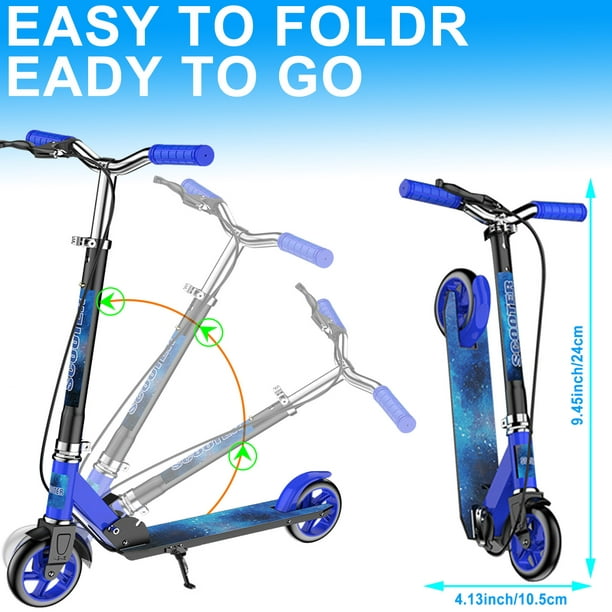 Kick Scooter，Adjustable Scooters for Ages 6+,Kid, Teens & Adults， Scooter Portable Folding Lightweight Design，Up- Big Wheel Scooter for Stability，4 Adjustable Levels & Max Load 330 LBS