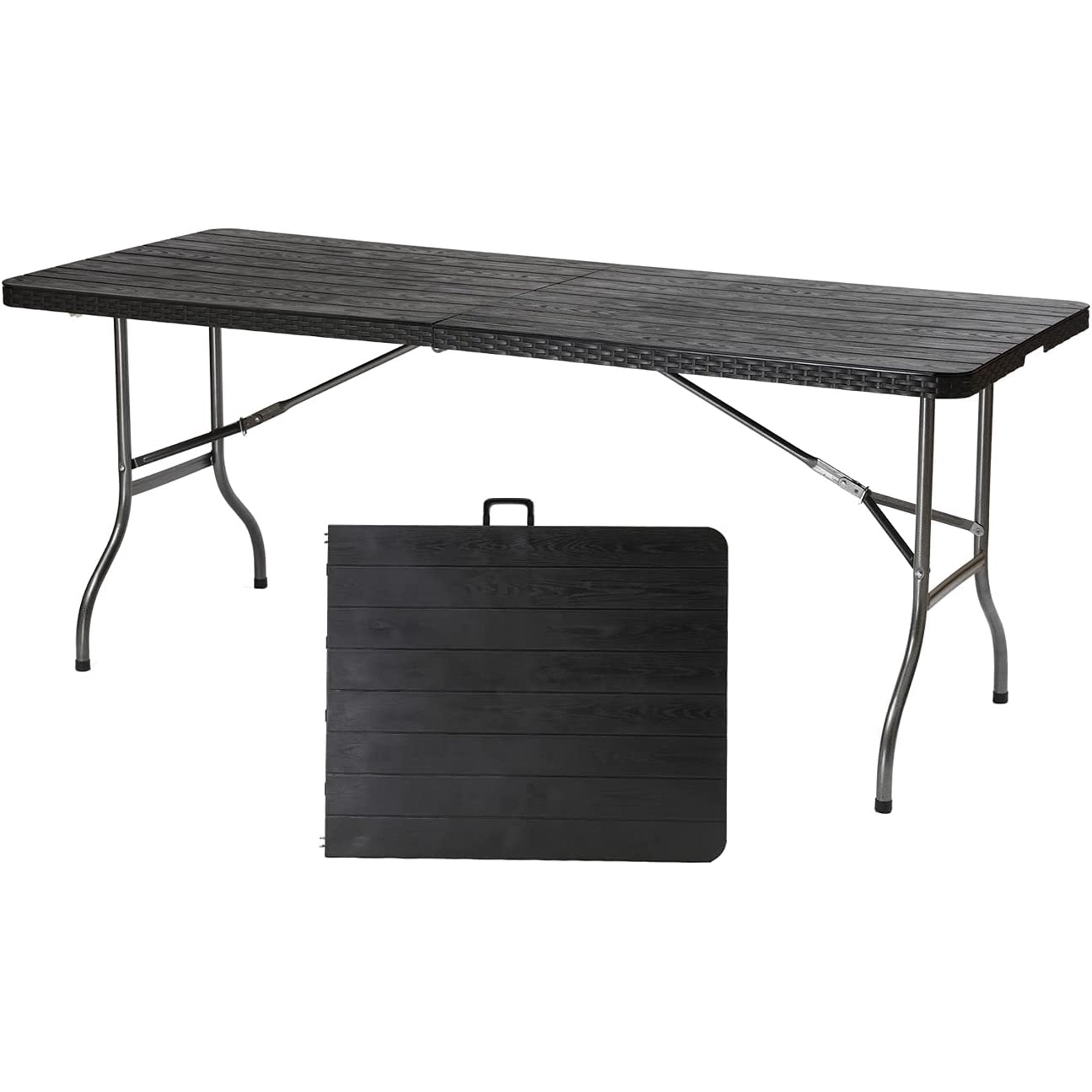 6 FT Folding Table, Portable Table for Indoor Outdoor, Parties, Weddings, BBQs, Camping