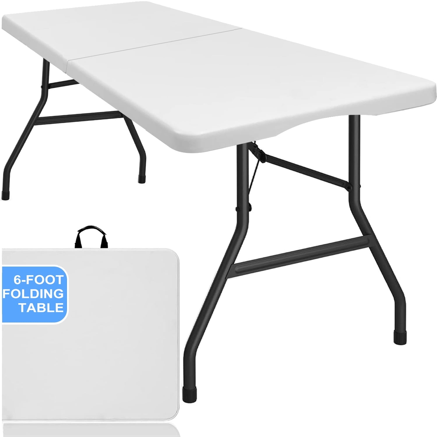 Musment 6 ft Rectangular Plastic Folding Table for Indoor Outdoor,Parties, Weddings, BBQs,