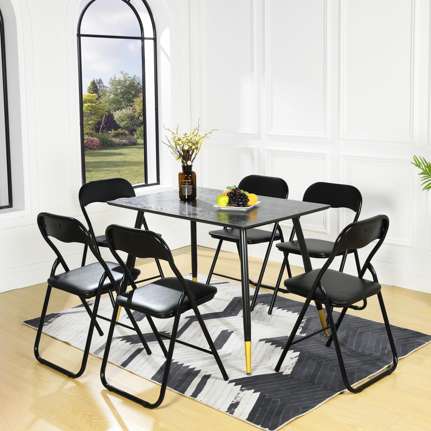 GAZILY Set of 6 Folding Chairs, PU Faux Leather with Soft Padded Cushions, Metal Frame, No assembly required, Easy to Fold, for Home, Office, Dining