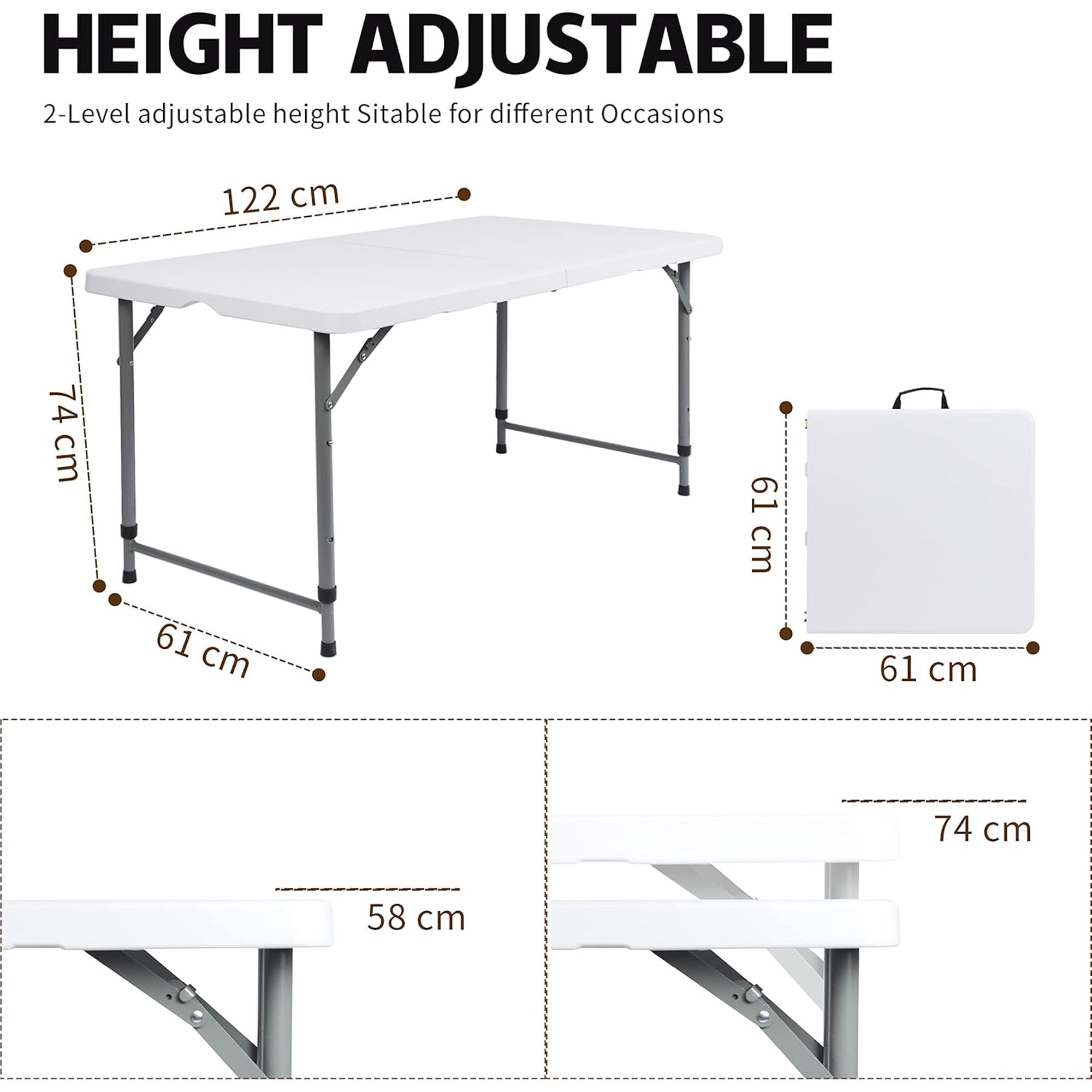 Musment 4 Foot Centerfold Folding Table, White