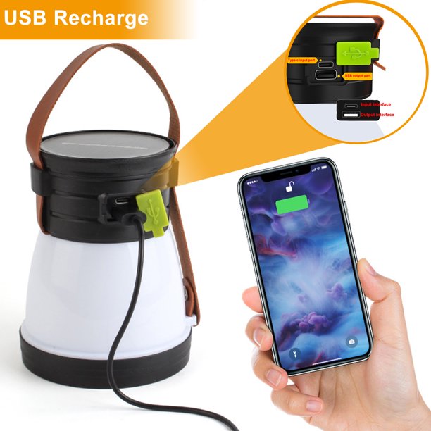 LED Lanterns, Camping Lantern Rechargeable, Hand Crank Solar Camping Lantern, Portable Ultra Bright LED Torch, for Hurricane, Emergency, Power Outages, Home and More, USB Cable Included