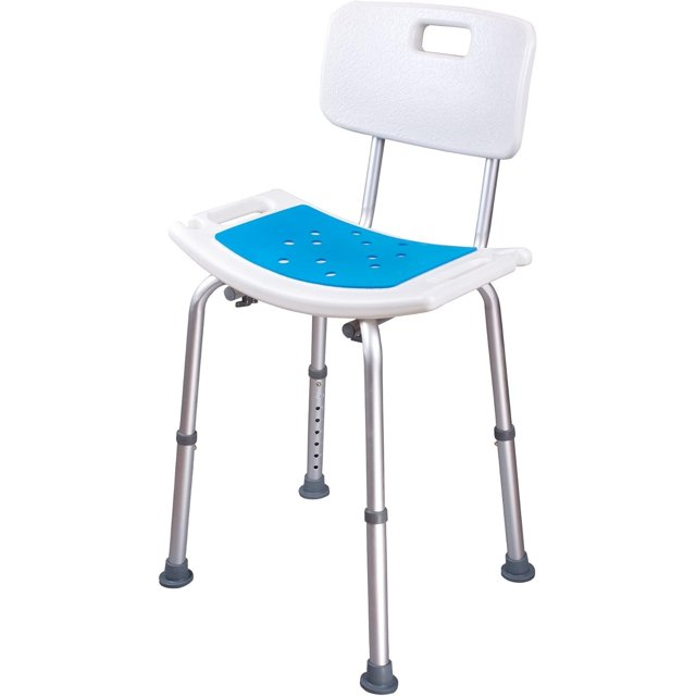 Bath Shower Stool Adjustable Height Aluminium Shower Chair for Compact Bathing Showers and Tubs Safety, White