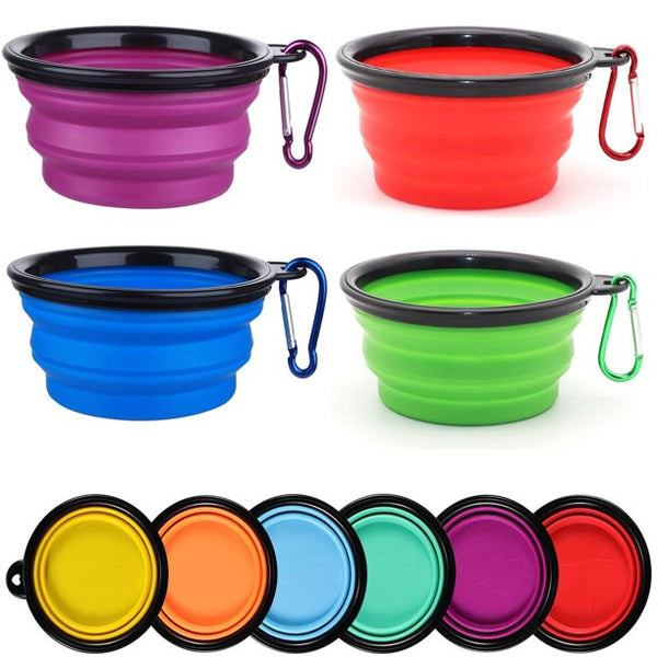 Dog Bowl Pet Collapsible Bowls,Collapsible Dog Water Bowls for Cats Dogs, Portable Pet Feeding Watering Dish with Carabiner Clip for Traveling, Hiking, Walking，Camping (4 Colors)