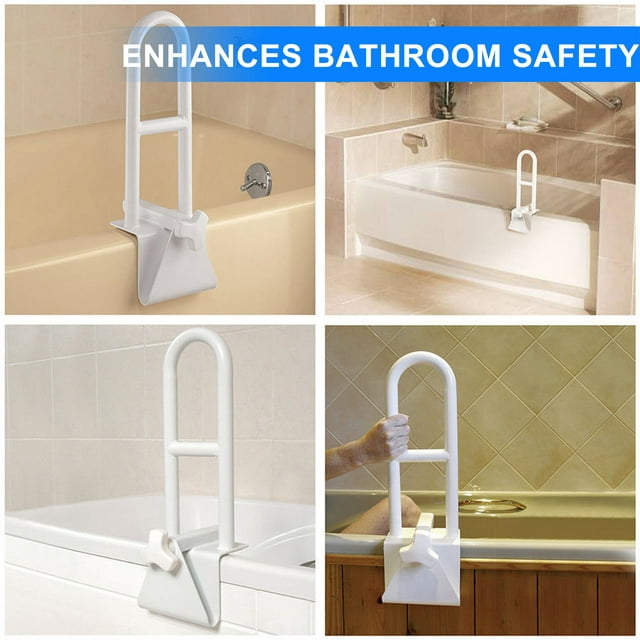 Musment Medical Bathtub Safety Rail with Shower Grab Bar Handle, Modern, White