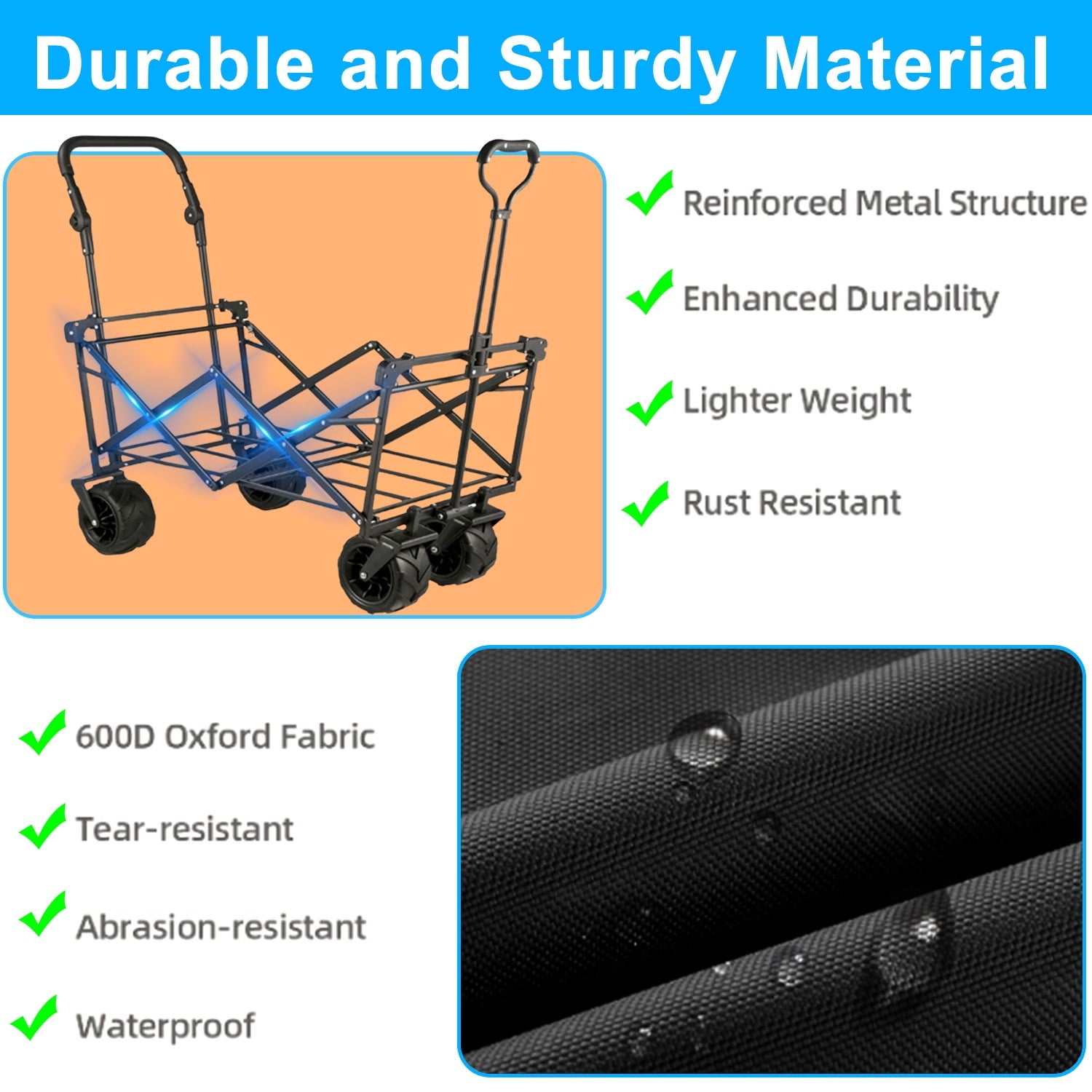 Musment 350 lbs Capacity Collapsible Wagon with Foldable