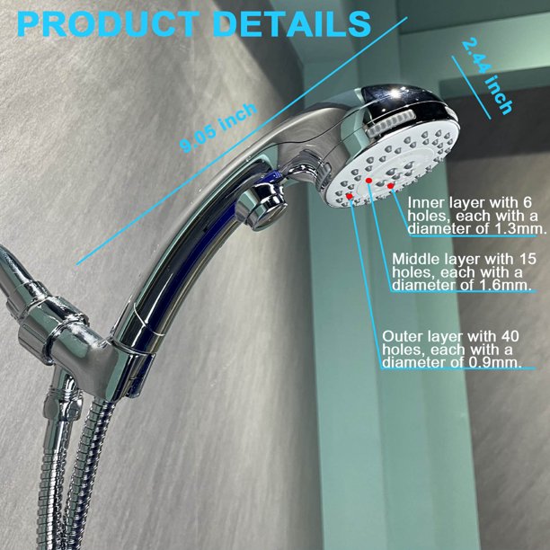 Handheld Shower Head - High Pressure Handheld Shower Head With Water Stop Button