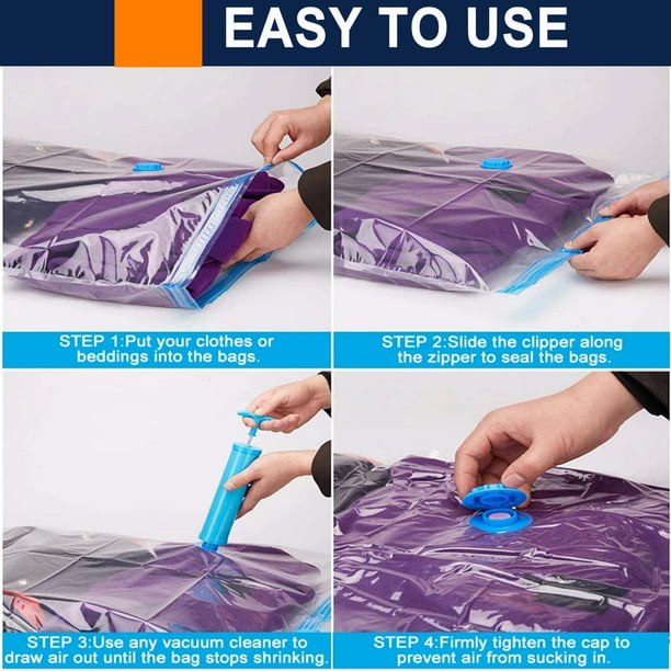 HKEEY Space Saver Vacuum Storage Bags with Travel Hand Pump,Durable Space Bags Vacuum Storage Sealer Bags for Travel Essentials(6 Pack )