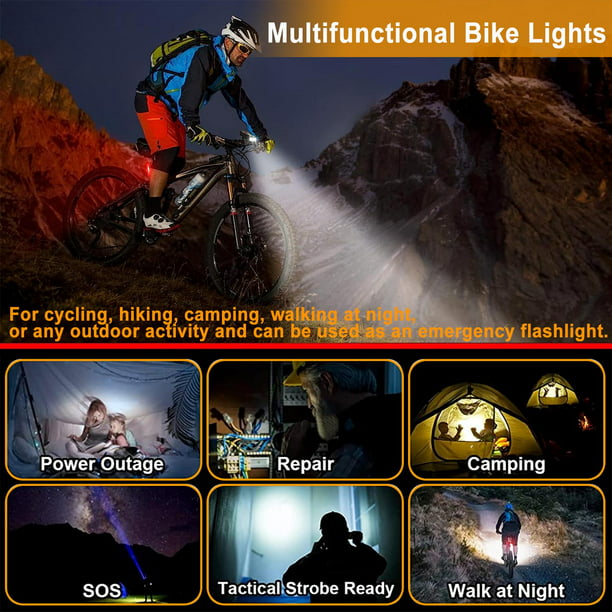 Bike Lights, USB Rechargeable Bike Lights Set, 1000 Lumens 6 Modes Super Bright Front Headlight & Back Taillight Set, IPX5 Waterproof, Power Bank Feature for Road, Mountain, Night Riding