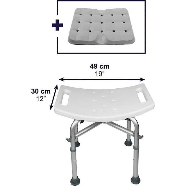 Bath Chair and Shower Chair with Back - Shower Seat for Elderly, Handicap, and Disabled, 350lbs, Easy Assembly, Black