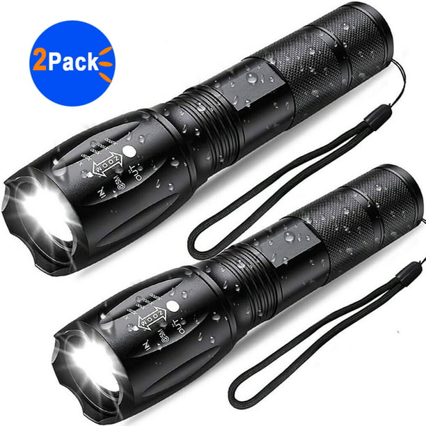 Camkey Flashlights, LED Tactical Flashlight, 5 modes, Waterproof Focus Zoomable Camping Lanterns(2 Pack)